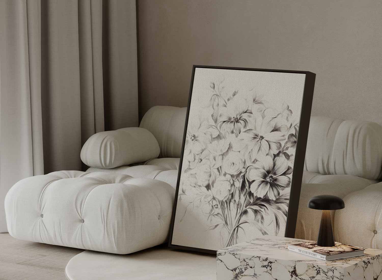Zwart-wit Bloemenpracht Kunstwerk-canvas-dibond-plexiglas-wanddecoratie-WallArtistic