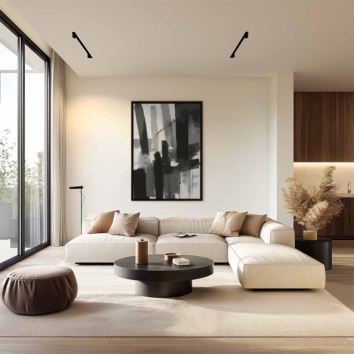 Moderne Sluier van Zwart & Wit Kunstwerk-canvas-dibond-plexiglas-wanddecoratie-WallArtistic
