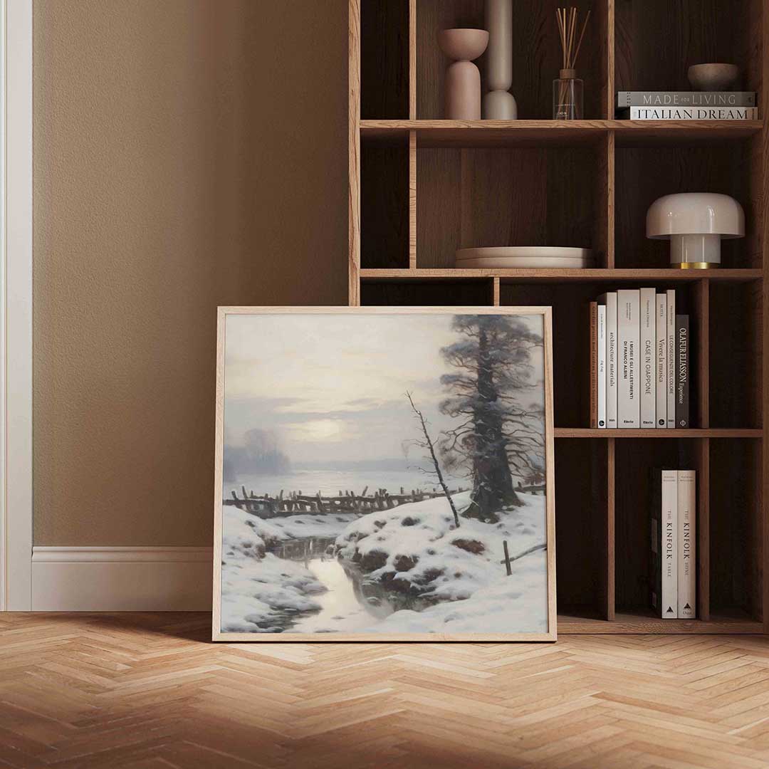 Winterlandschap met boom Poster