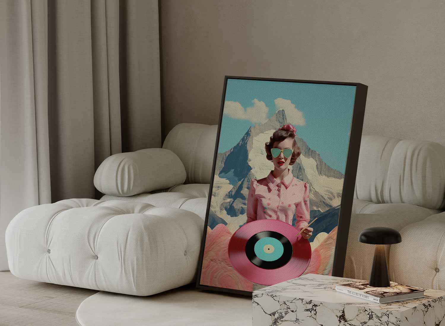 Retro Vinyl Bergen Kunstwerk-canvas-dibond-plexiglas-wanddecoratie-WallArtistic