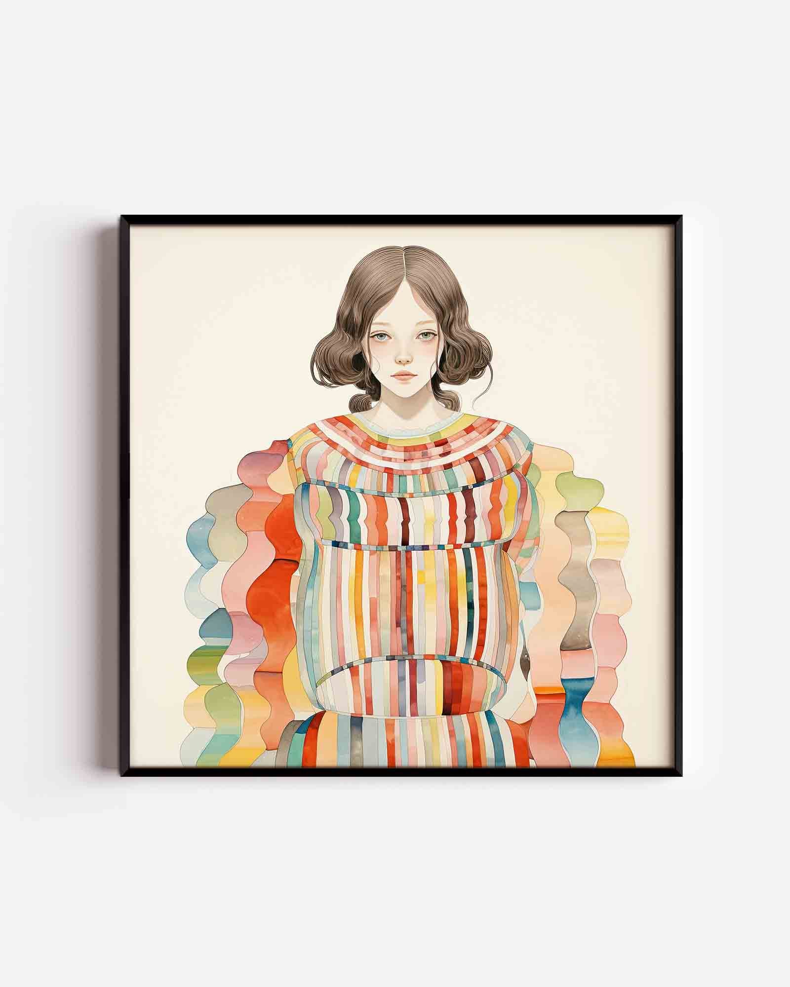 Vrouw met kleurrijke strepen Poster