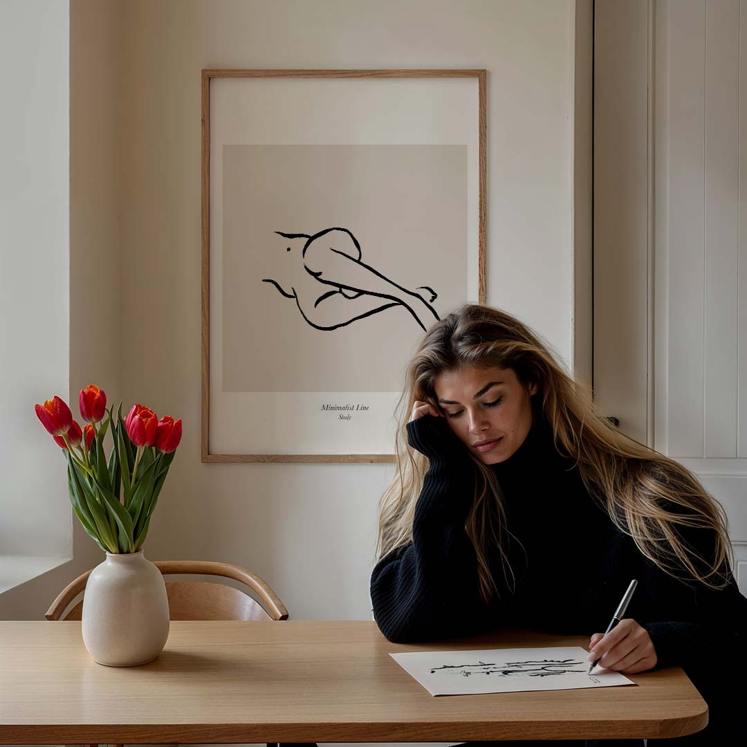 Minimalistische Lichaamslijn Poster-WallArtistic