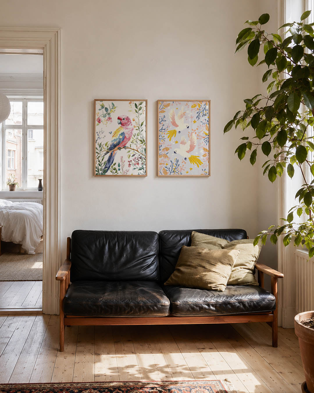Vogel en bloemen Posterset