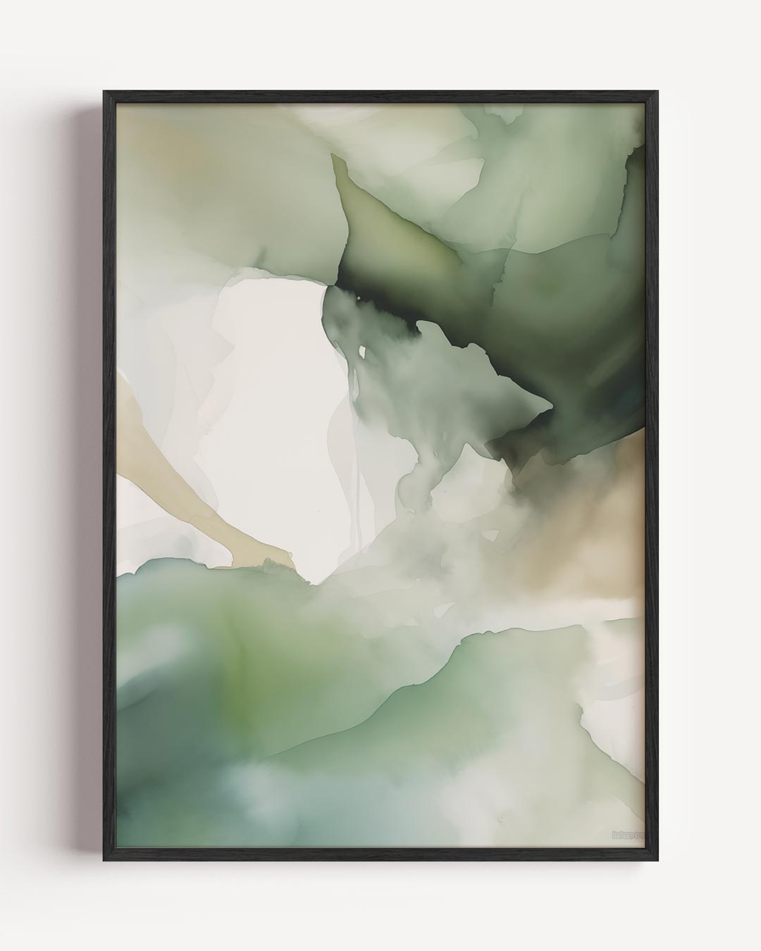 Rustgevende Groene Abstracte Poster-WallArtistic