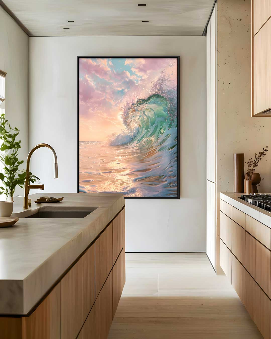 Golven in de Zonsondergang Kunstwerk-canvas-dibond-plexiglas-wanddecoratie-WallArtistic