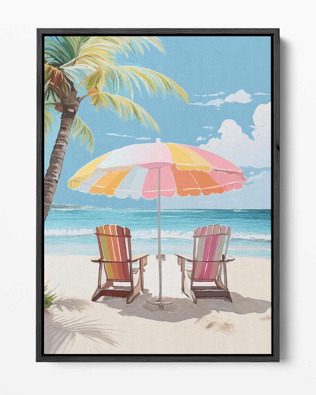 Zomers Strandzicht Schilderij Kunstwerk-canvas-dibond-plexiglas-wanddecoratie-WallArtistic