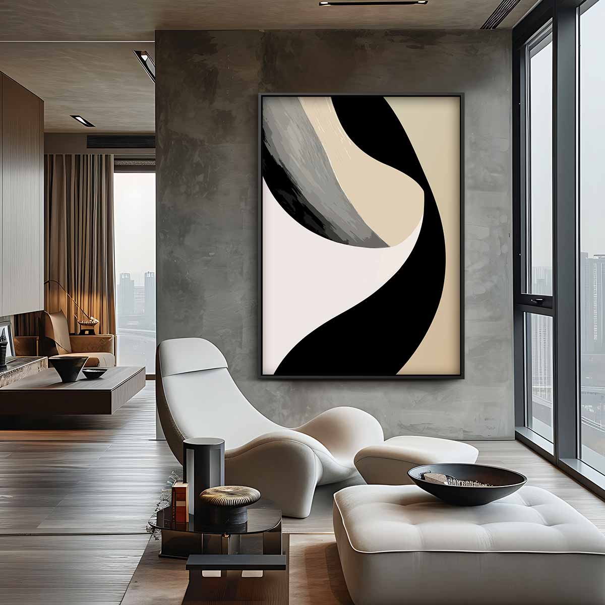 Elegante Abstracte Golf Kunstwerk-canvas-dibond-plexiglas-wanddecoratie-WallArtistic
