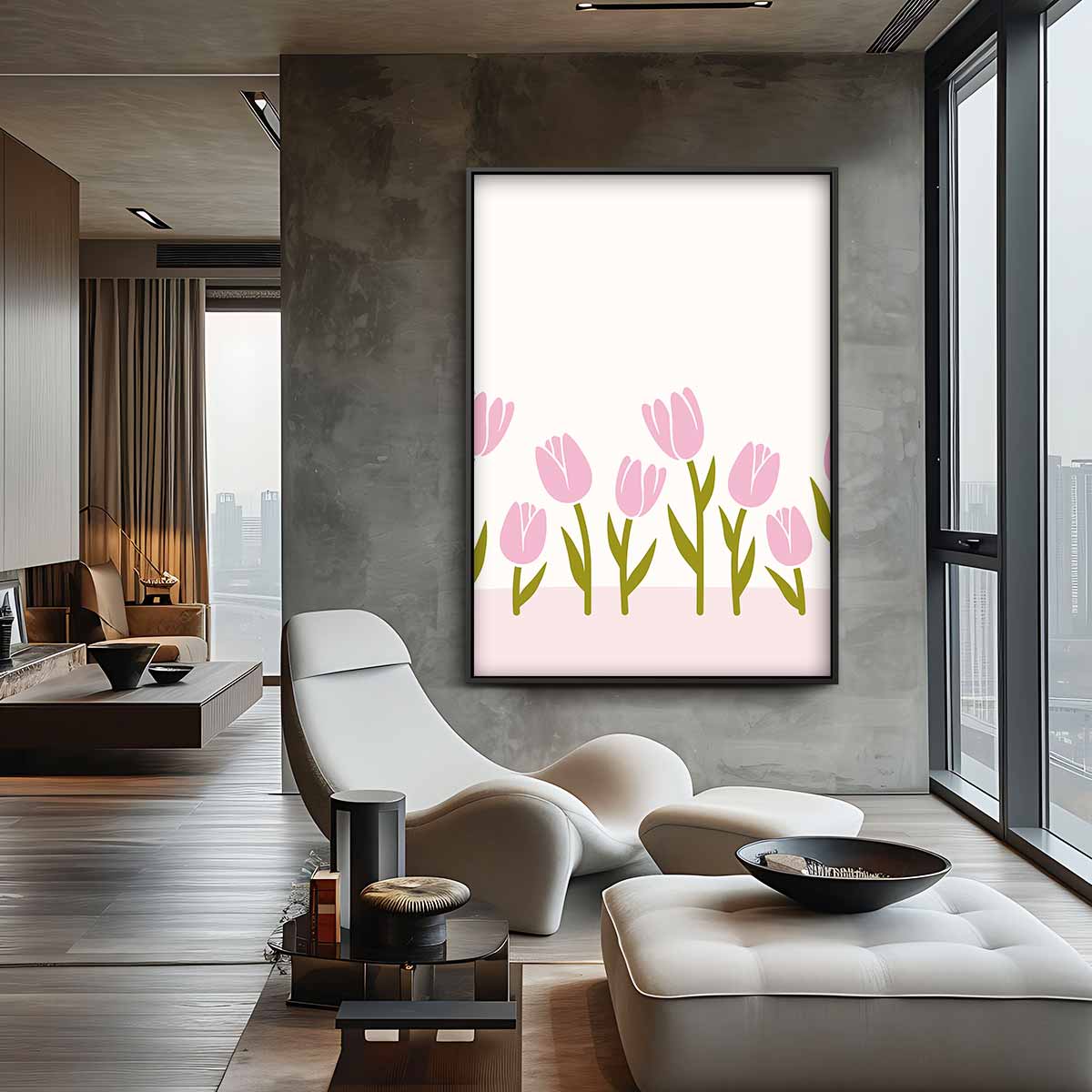 Zacht Roze Tulpenveld Kunstwerk-canvas-dibond-plexiglas-wanddecoratie-WallArtistic