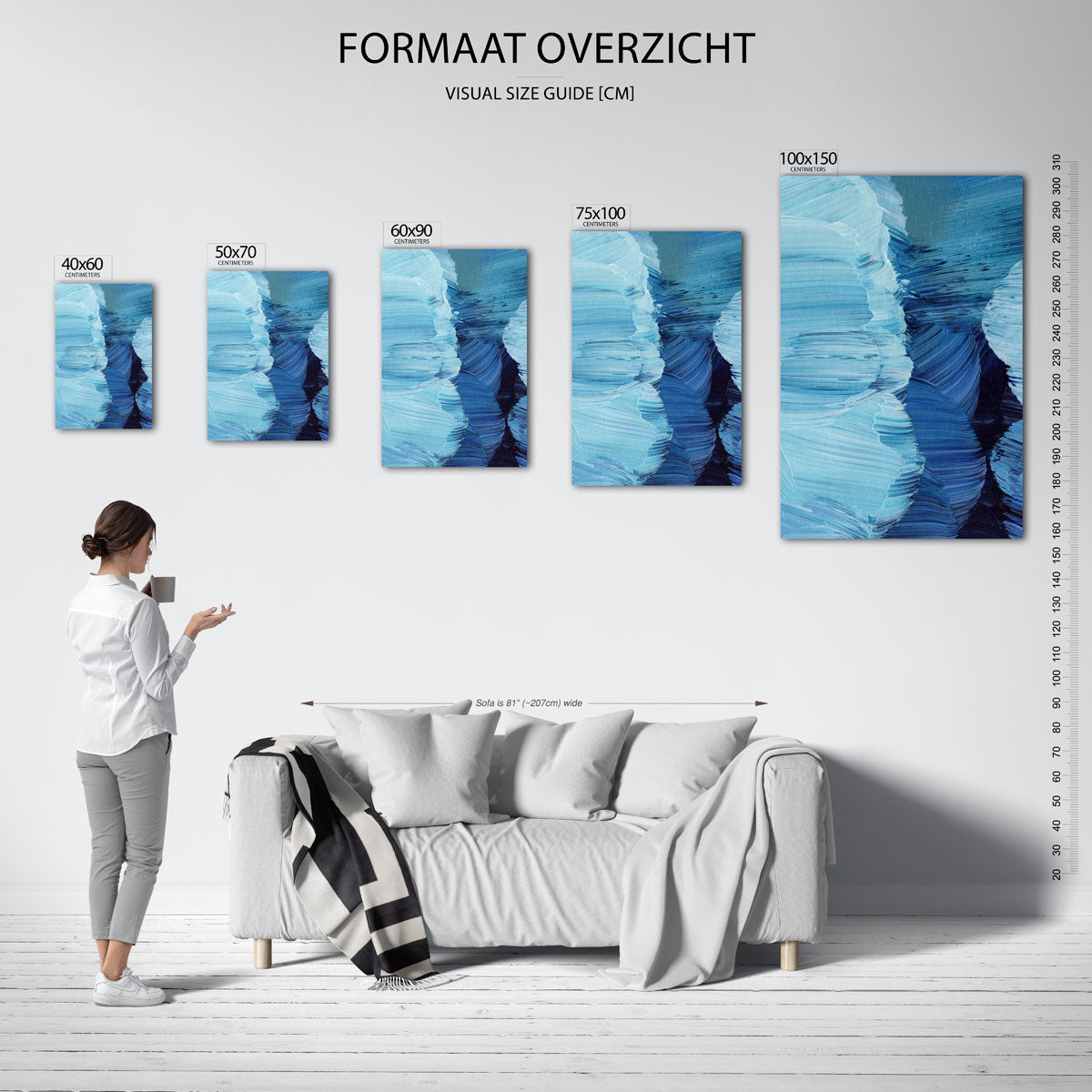 Dynamische blauwtinten Kunstwerk