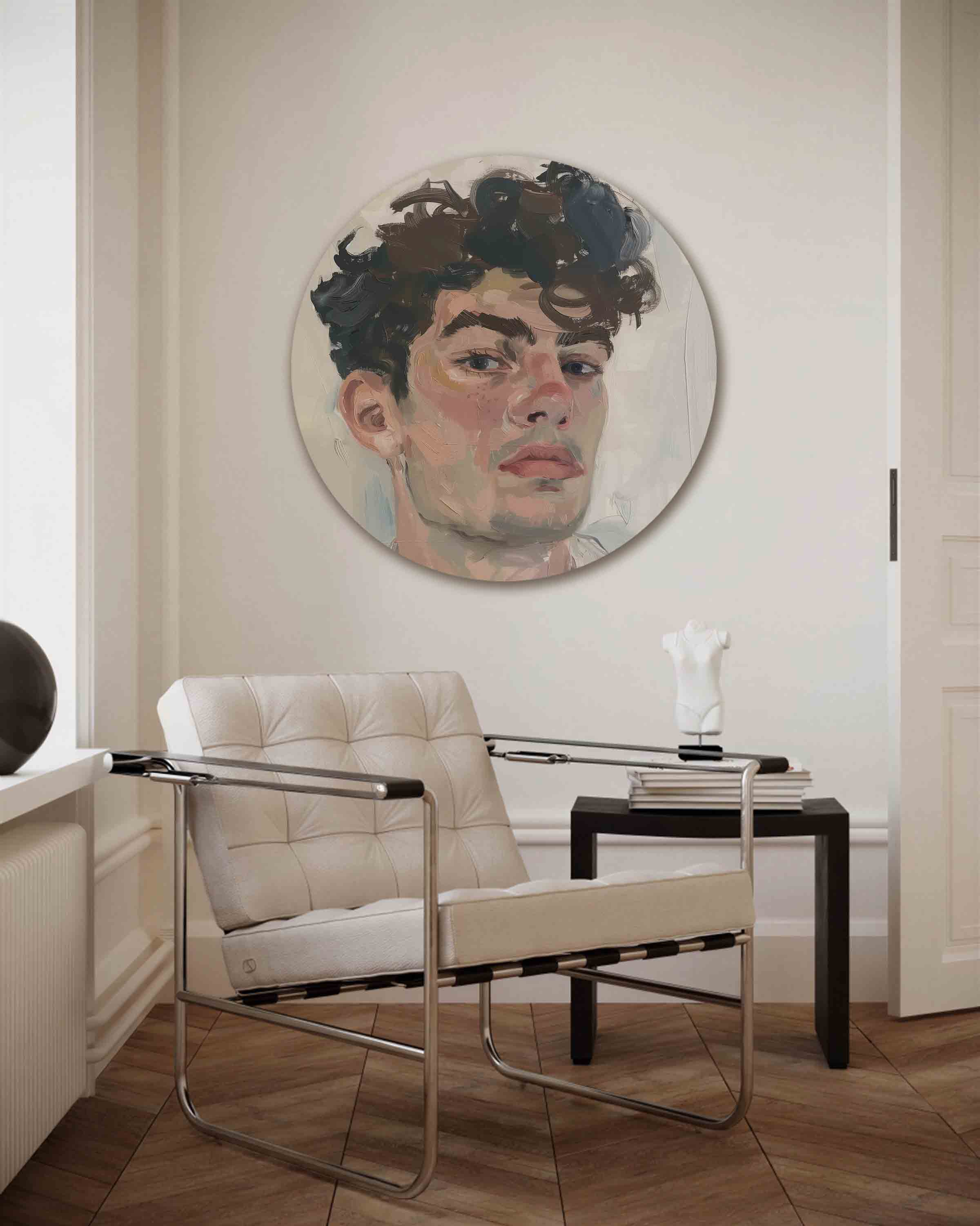 Portret met krullend haar Muurcirkel