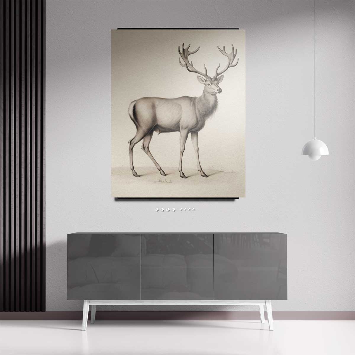 Elegante Hertenschets Kunstwerk-canvas-dibond-plexiglas-wanddecoratie-WallArtistic