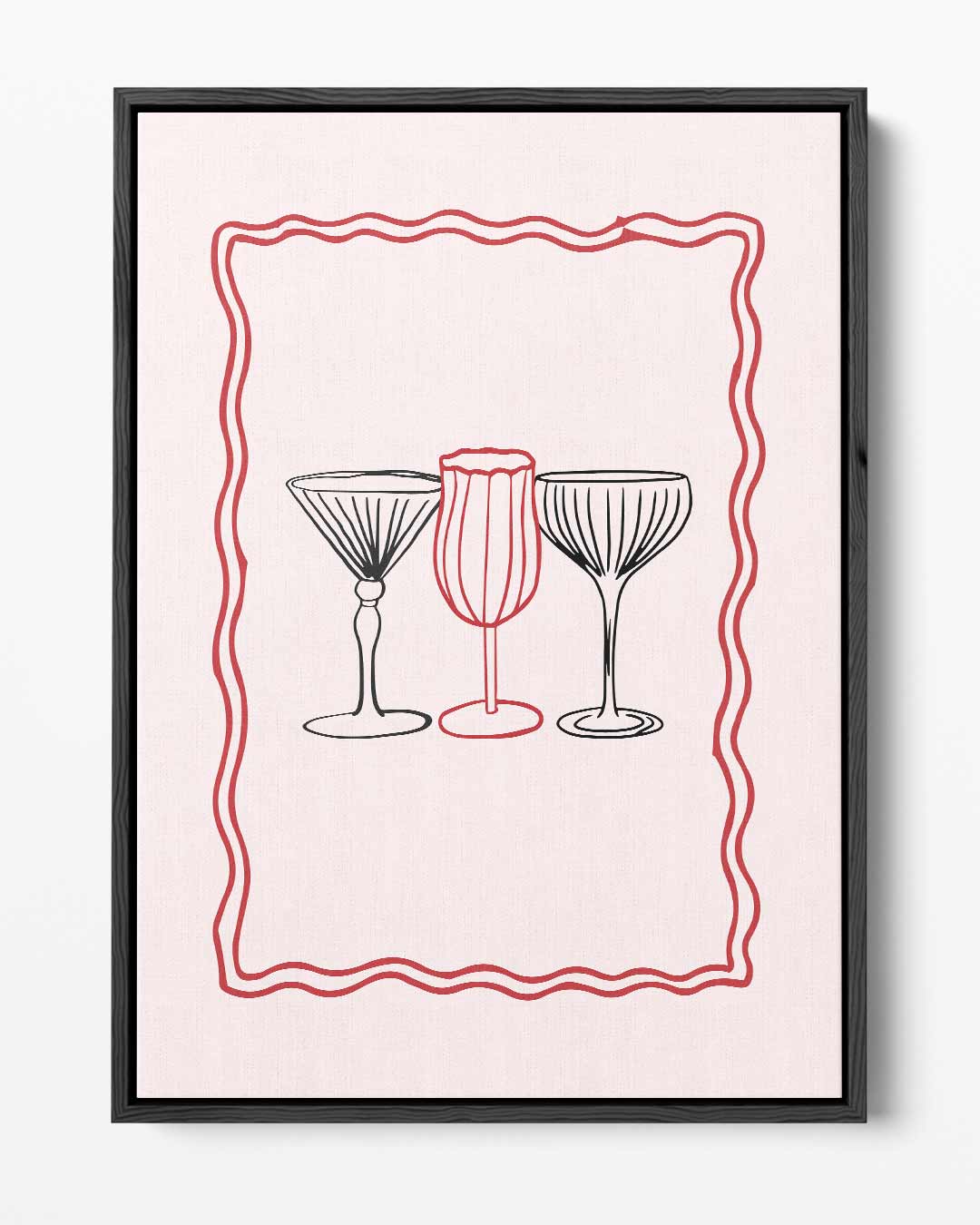 Drie Glazen in Rood en Zwart Kunstwerk-canvas-dibond-plexiglas-wanddecoratie-WallArtistic