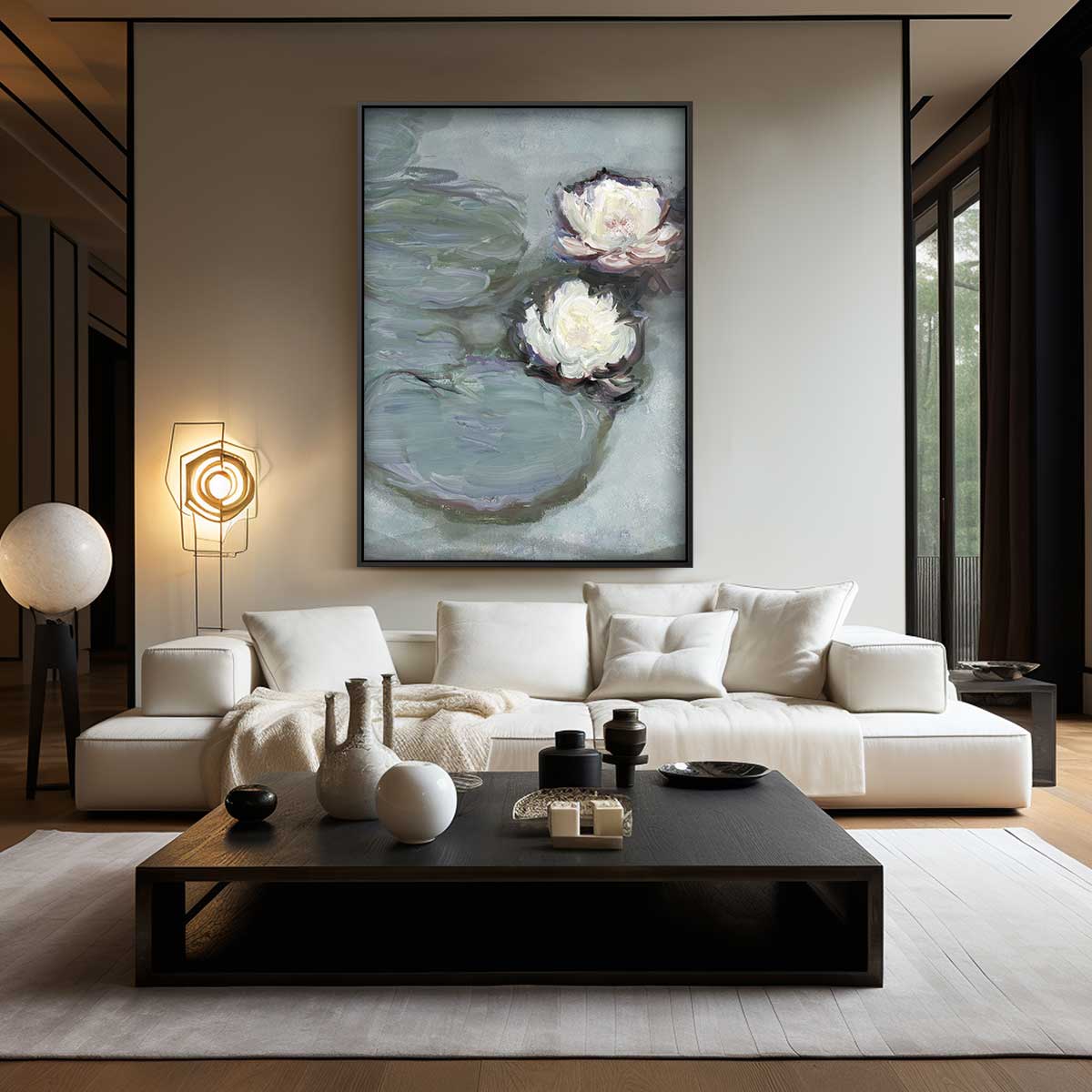 Dromerige Waterlelies Kunstwerk-canvas-dibond-plexiglas-wanddecoratie-WallArtistic