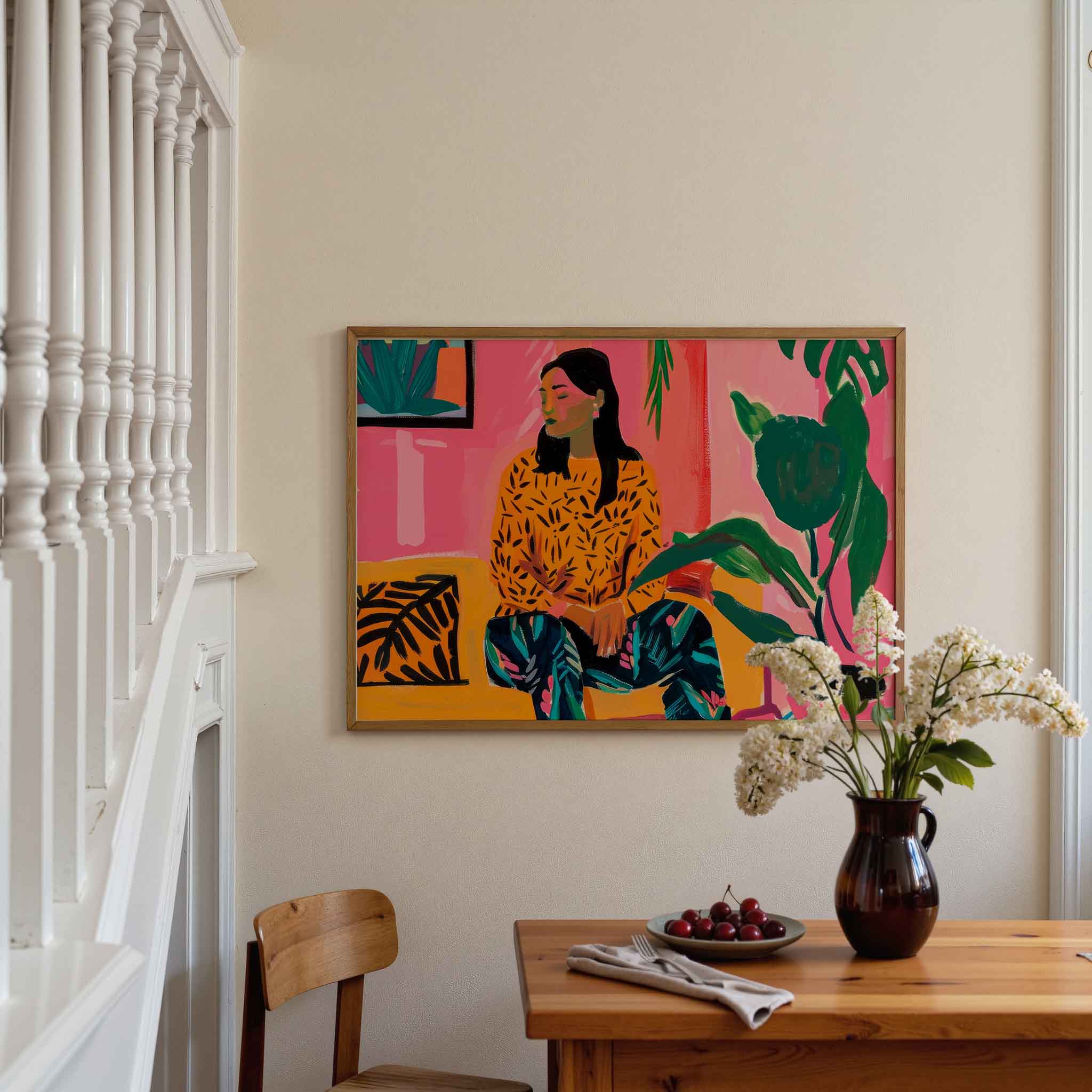 Vrouw met planten Poster