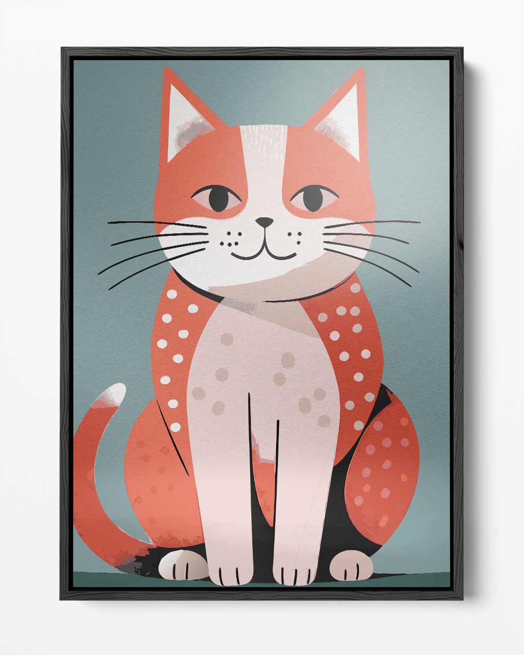 Vrolijke Kat Illustratie Kunstwerk-canvas-dibond-plexiglas-wanddecoratie-WallArtistic