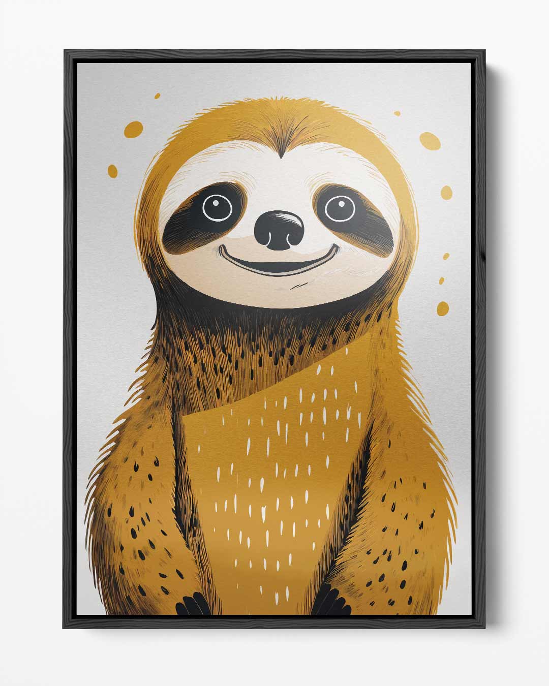 Vrolijke Luiaard Illustratie Kunstwerk-canvas-dibond-plexiglas-wanddecoratie-WallArtistic