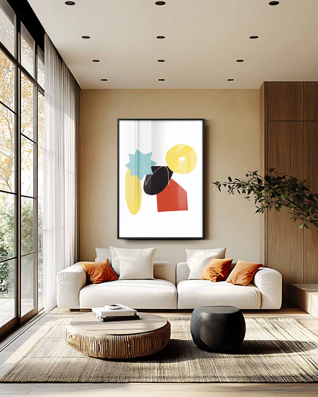 Speelse Abstractie in Vormen Kunstwerk-canvas-dibond-plexiglas-wanddecoratie-WallArtistic