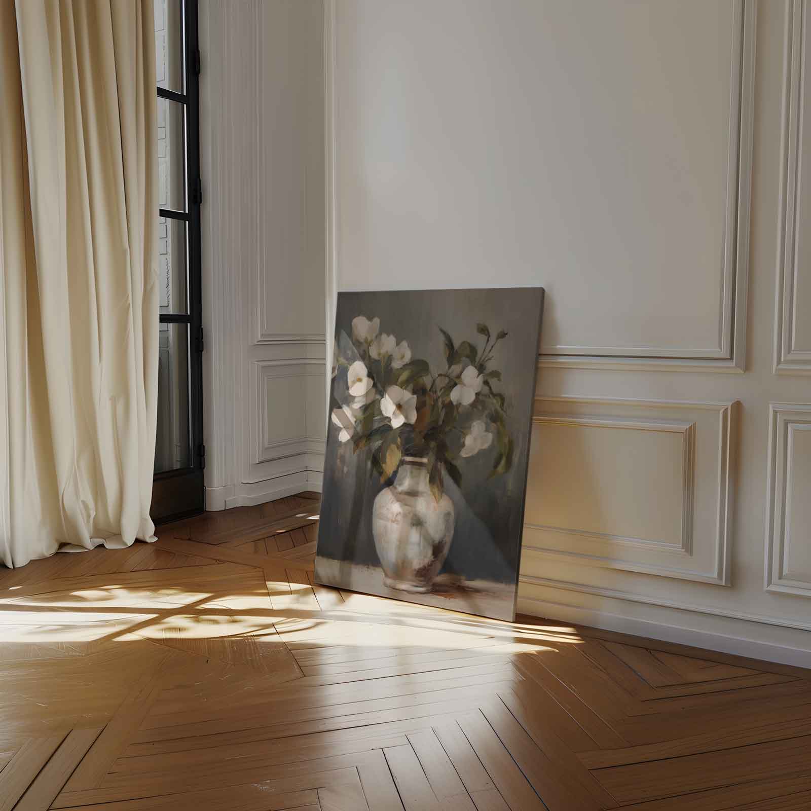 Elegante Bloemenpracht in Aardetinten Kunstwerk-canvas-dibond-plexiglas-wanddecoratie-WallArtistic