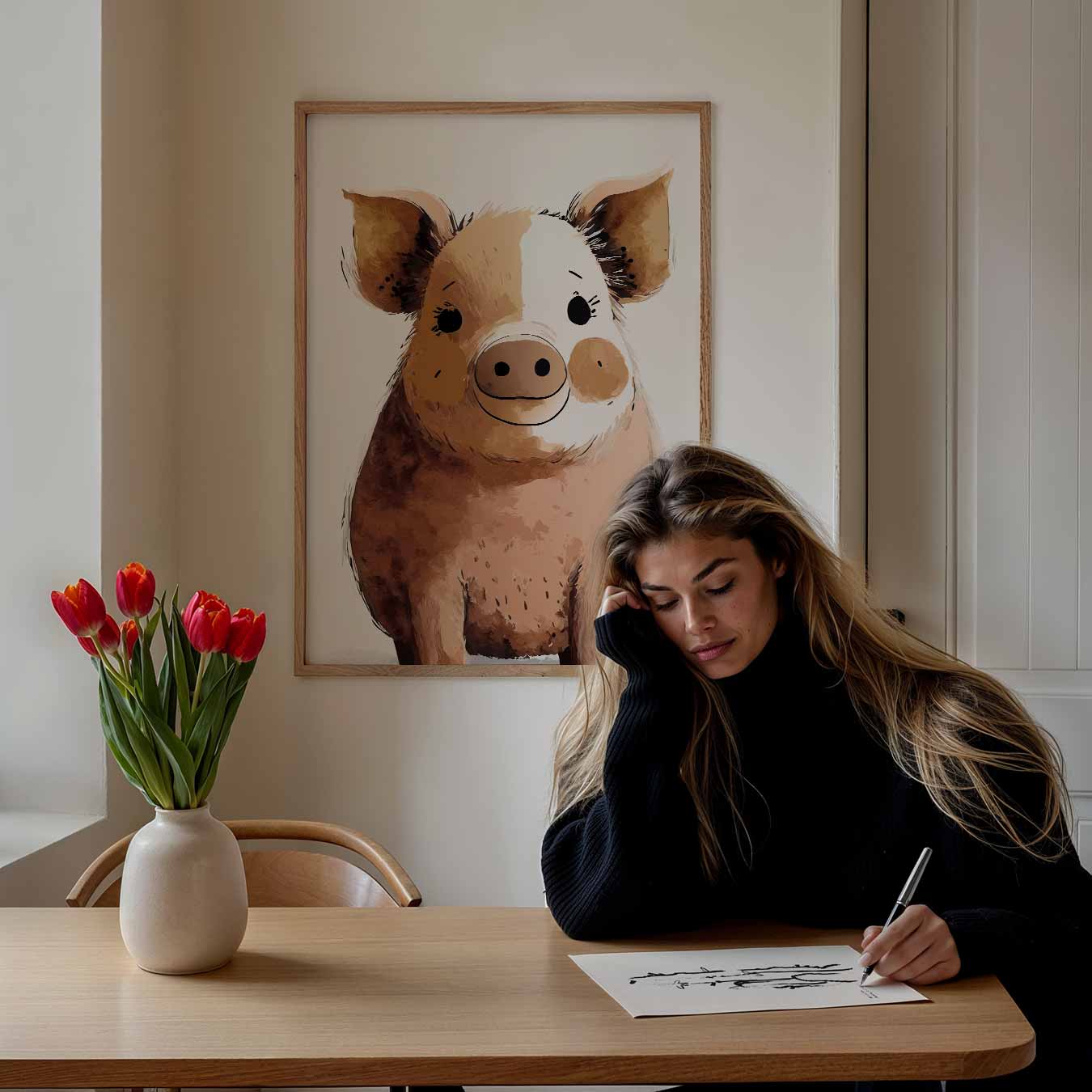 Schattige Varkensvriend Poster