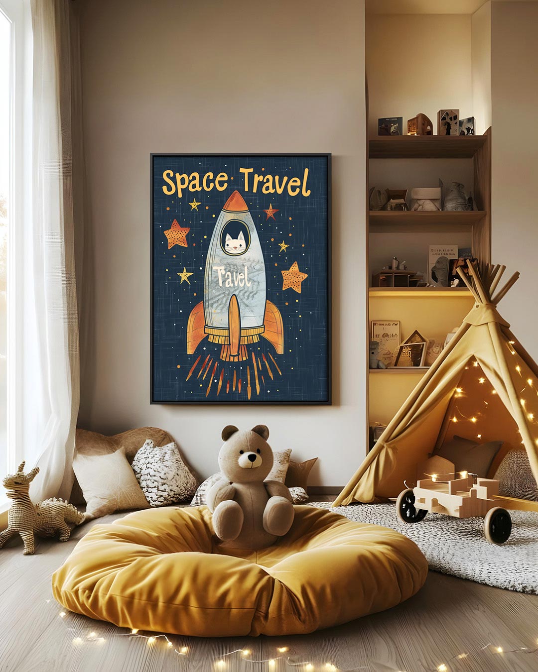 Speelse ruimteraket Kunstwerk