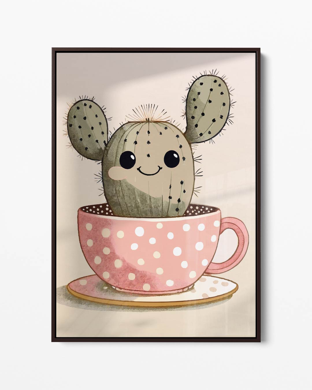Vrolijke Cactus in Kopje Kunstwerk-canvas-dibond-plexiglas-wanddecoratie-WallArtistic