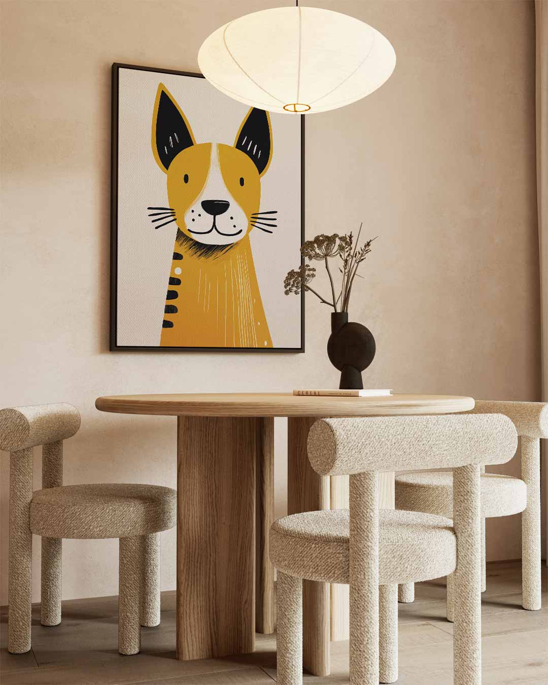 Vrolijke Hondenillustratie Kunstwerk-canvas-dibond-plexiglas-wanddecoratie-WallArtistic