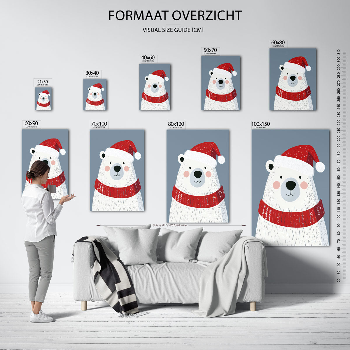 Ijsbeer met kerstmuts Poster
