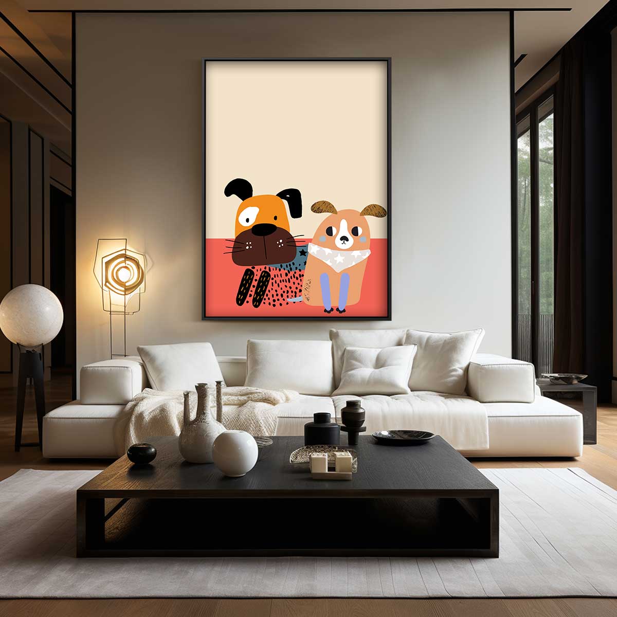 Vrolijk Hondenkunstwerk Kunstwerk-canvas-dibond-plexiglas-wanddecoratie-WallArtistic