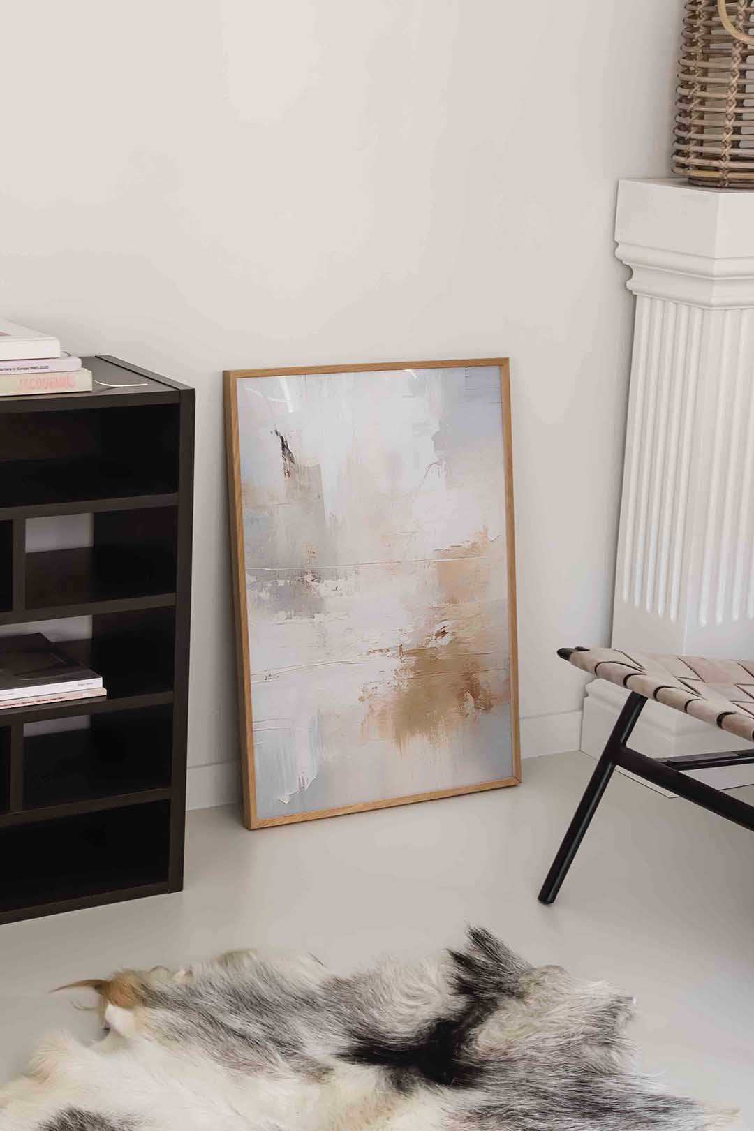 Abstracte beige en grijze Poster