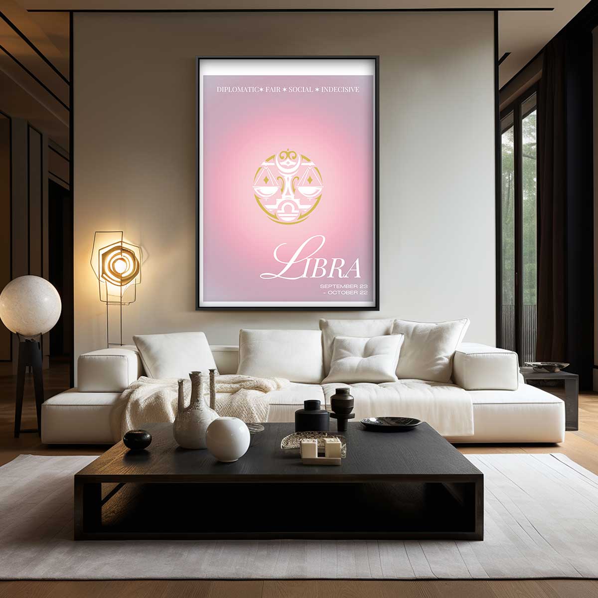 Stijlvolle Weegschaal Illustratie Kunstwerk-canvas-dibond-plexiglas-wanddecoratie-WallArtistic