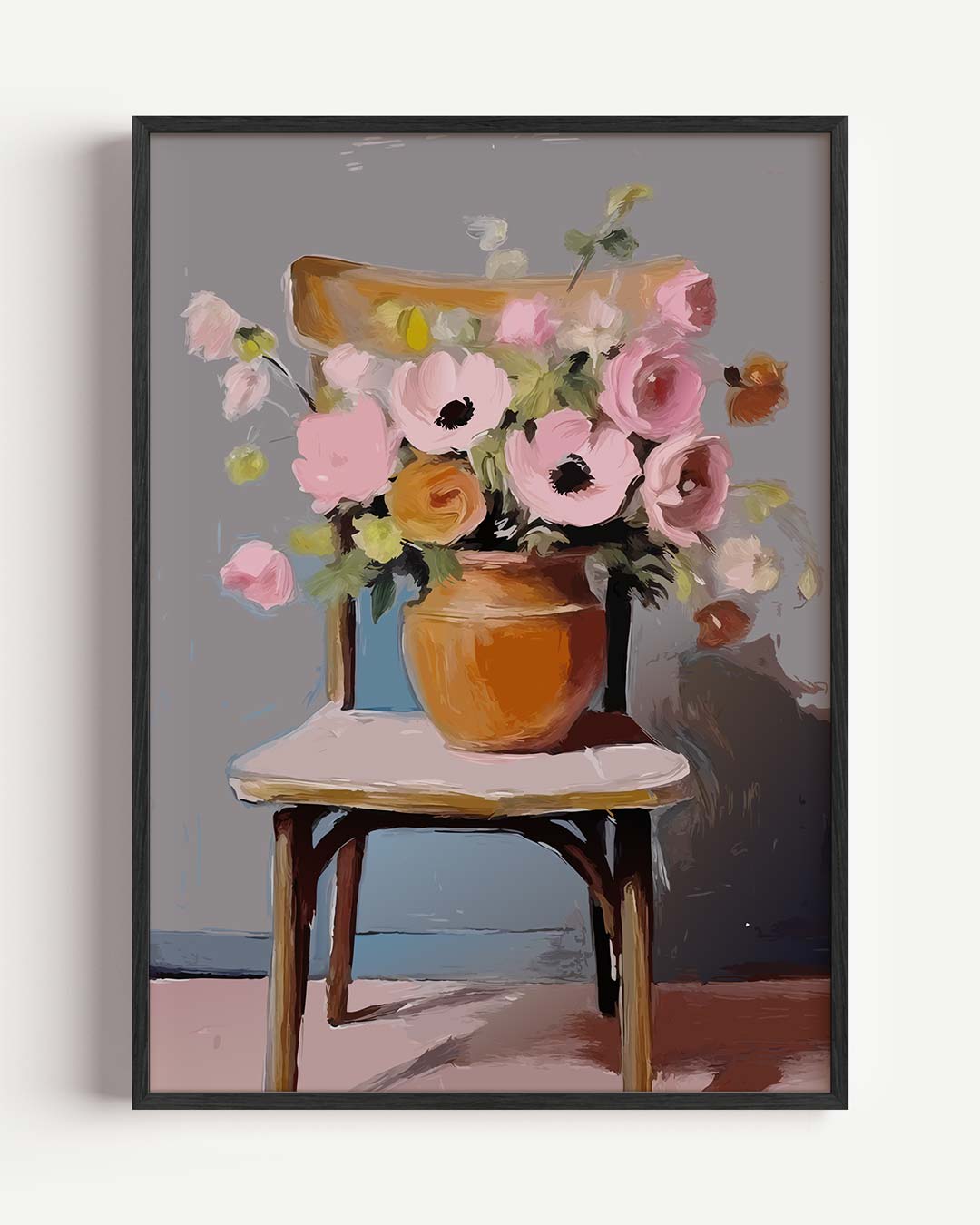 Bloemenpracht op Stoel Poster