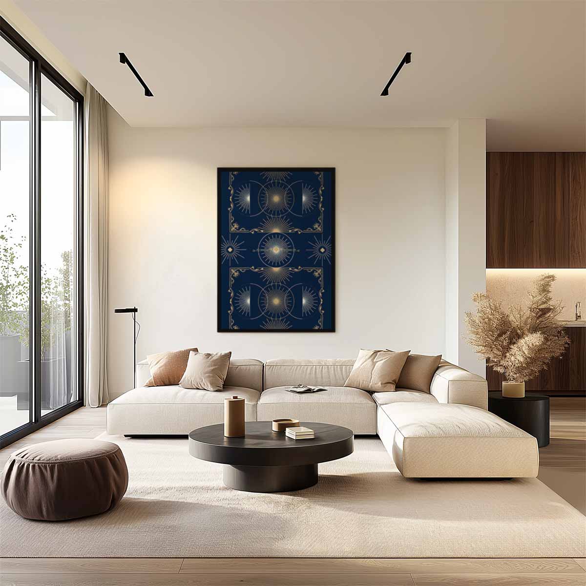 Stralende Zonnestralen in Geometrie Kunstwerk-canvas-dibond-plexiglas-wanddecoratie-WallArtistic