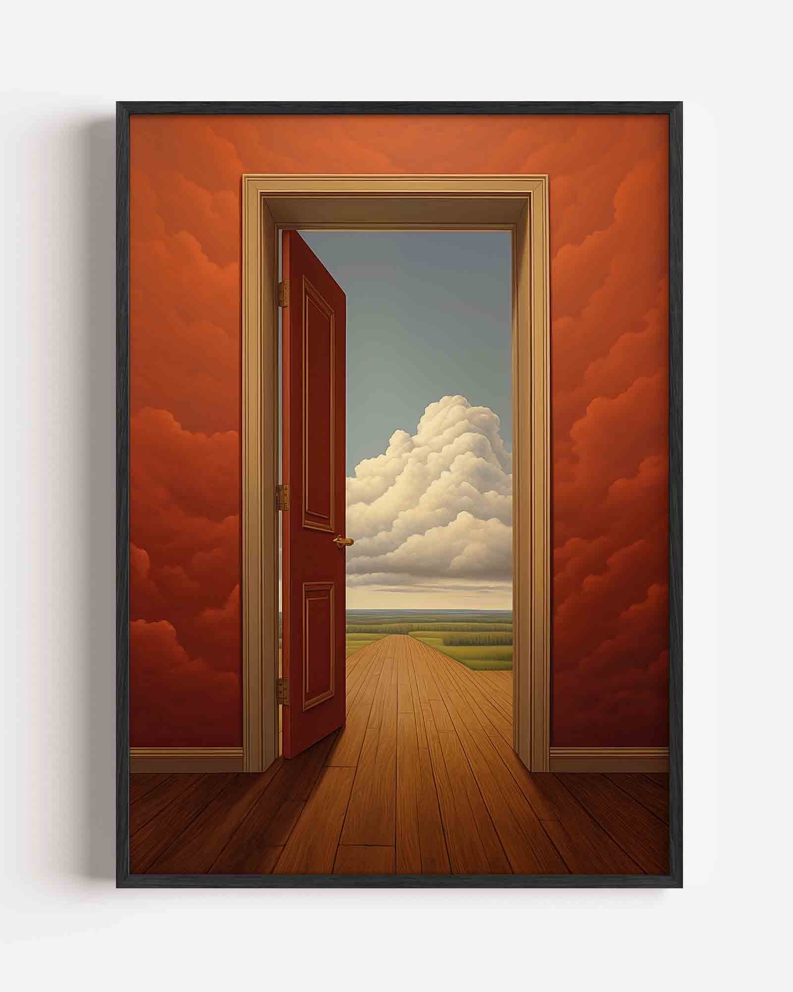 Open deur naar wolken Poster