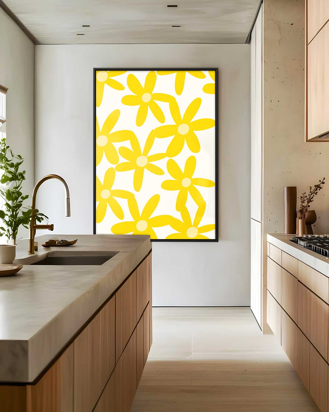 Stralende Gele Bloemenpracht Kunstwerk-canvas-dibond-plexiglas-wanddecoratie-WallArtistic