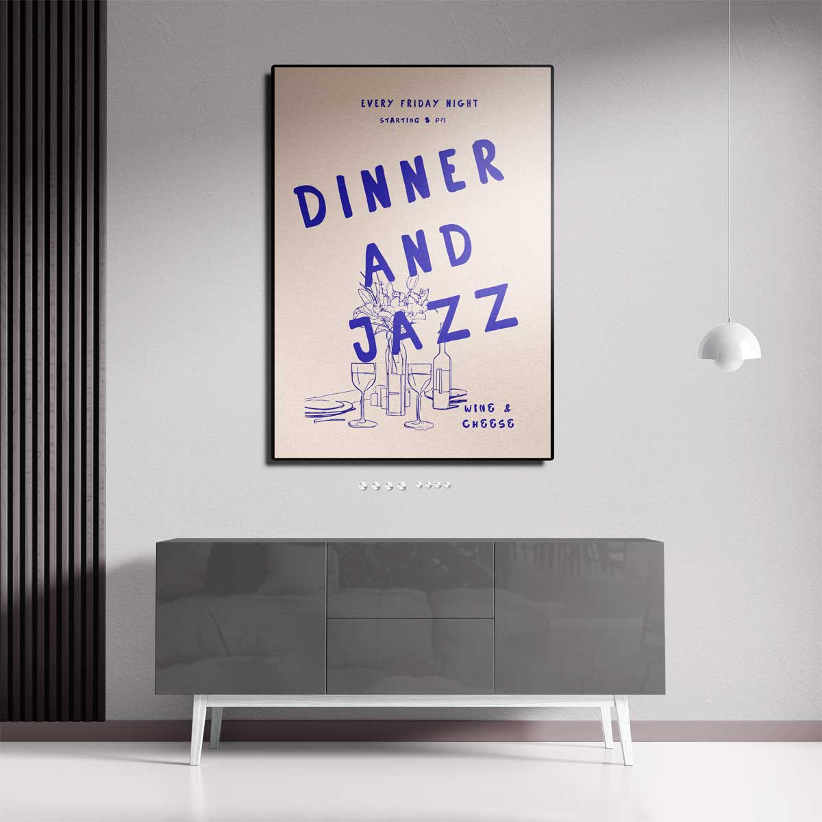 Avondje Uit: Diner en Jazz Kunstwerk-canvas-dibond-plexiglas-wanddecoratie-WallArtistic