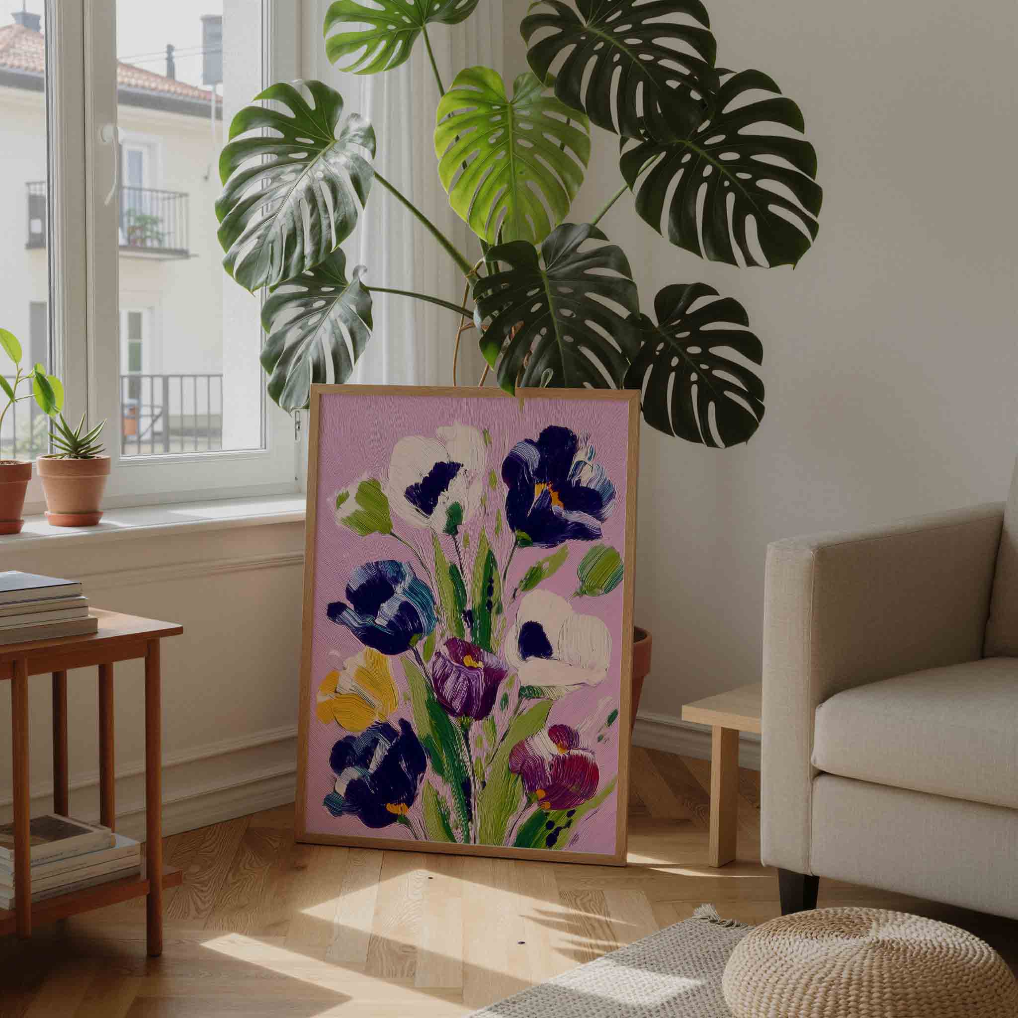 Bloemen op roze Poster