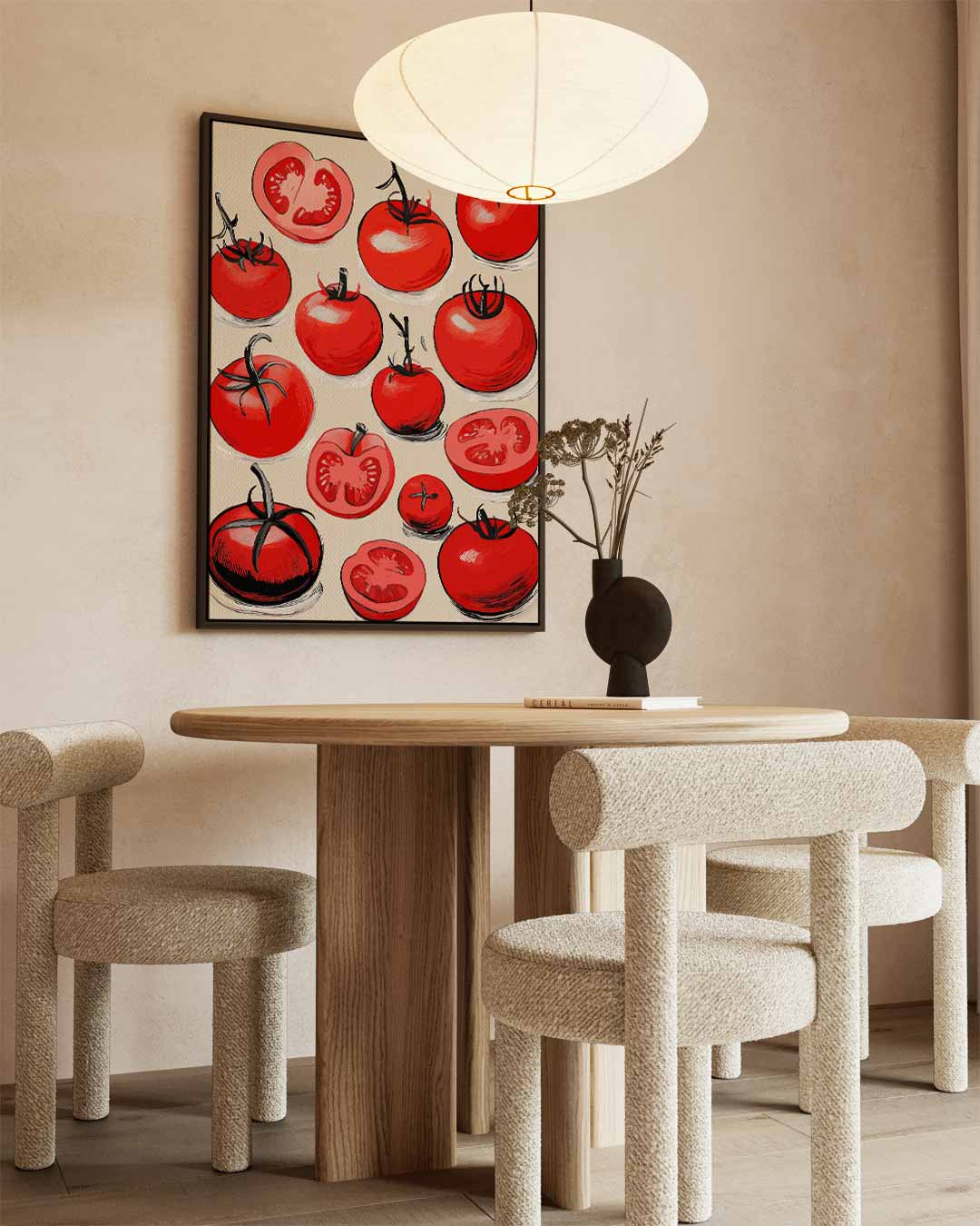 Speelse Tomaten Illustratie Kunstwerk-canvas-dibond-plexiglas-wanddecoratie-WallArtistic