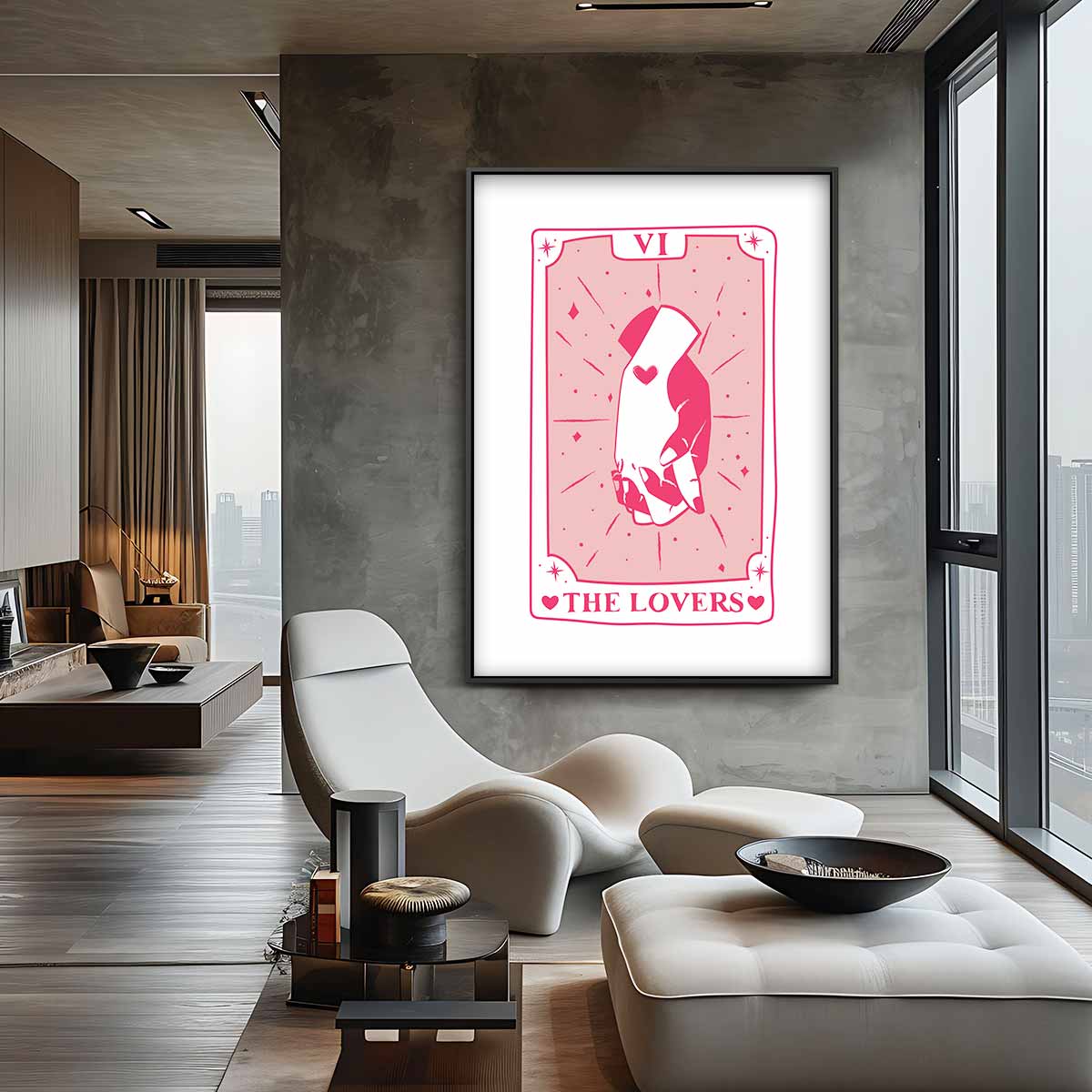 Liefdevolle Tarot Illustratie Kunstwerk-canvas-dibond-plexiglas-wanddecoratie-WallArtistic
