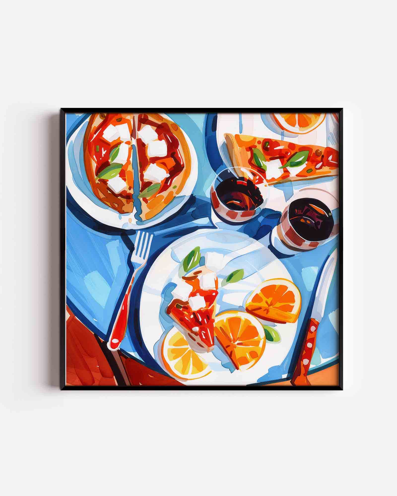 Pizza en sinaasappels Poster