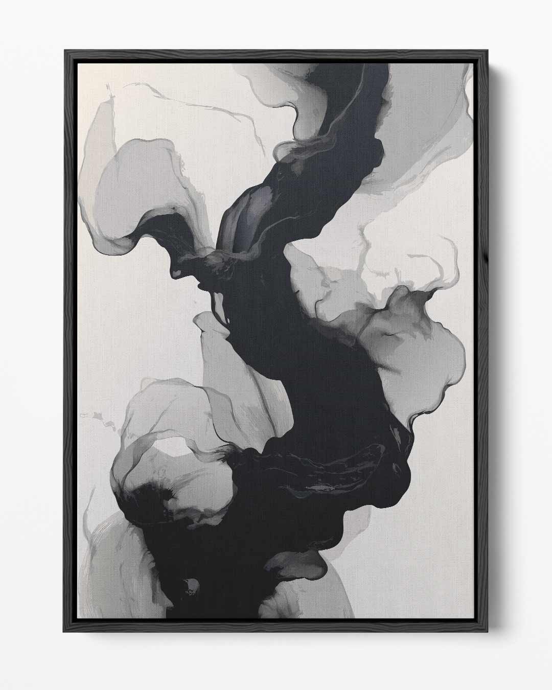 Golvende Zwart-Witte Abstractie Kunstwerk-canvas-dibond-plexiglas-wanddecoratie-WallArtistic