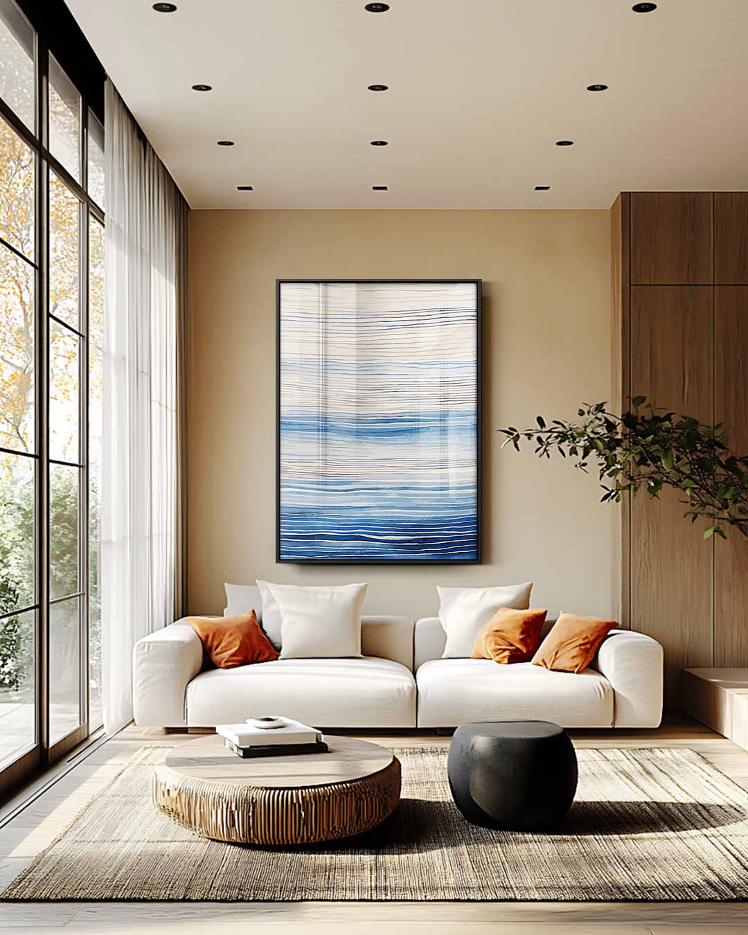 Blauwe Golven in Harmonie Kunstwerk-canvas-dibond-plexiglas-wanddecoratie-WallArtistic