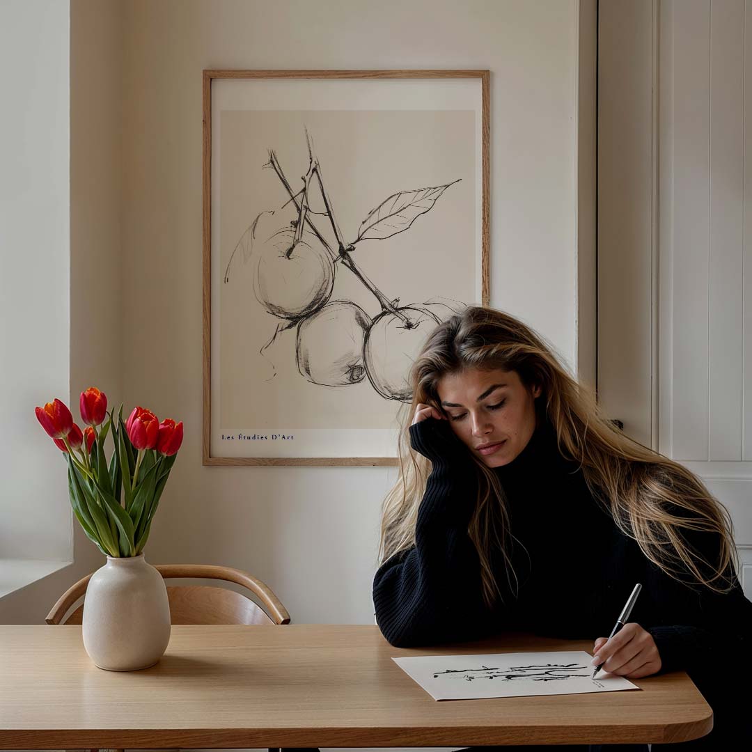 Elegante schets van appels Poster-WallArtistic