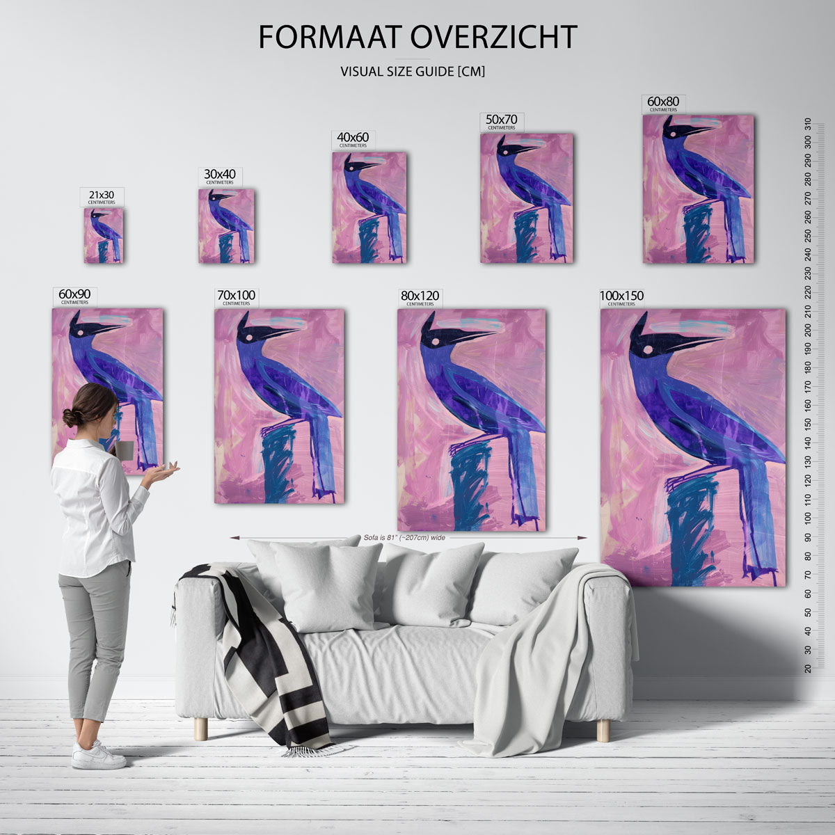 Vogel in paars en roze Poster