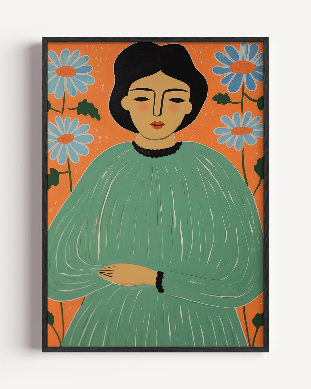 Vrouwelijke Expressie in Bloemen Poster-WallArtistic