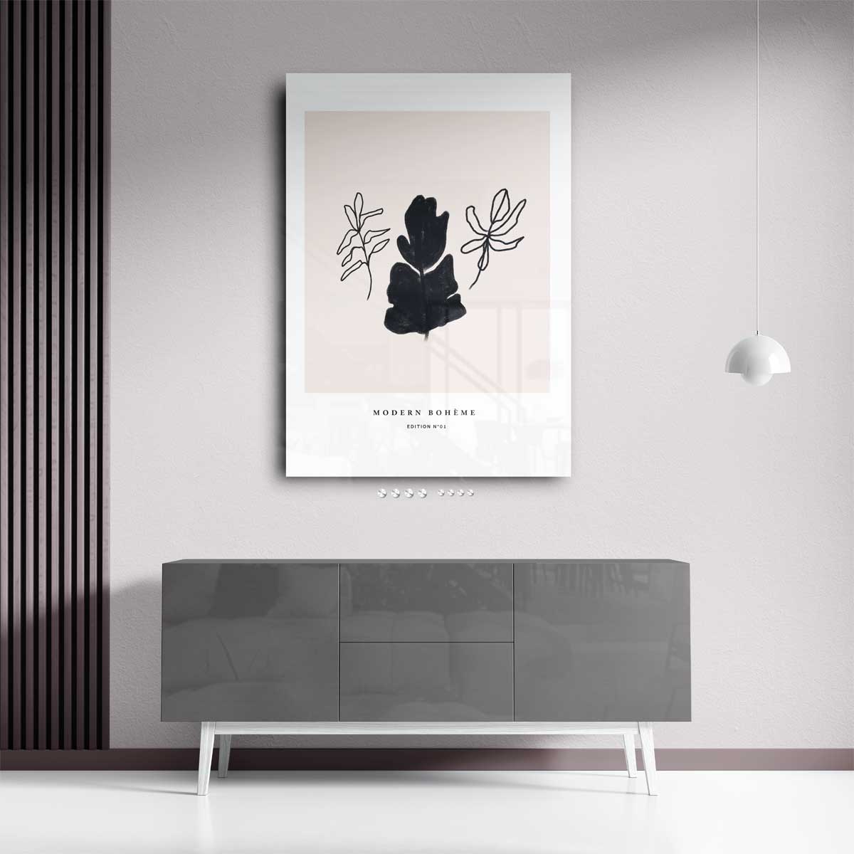 Moderne Boho Bladeren Kunstwerk-canvas-dibond-plexiglas-wanddecoratie-WallArtistic