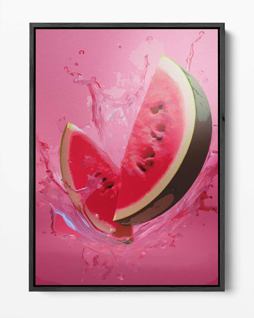 Verfrissende Watermeloen Splash Kunstwerk-canvas-dibond-plexiglas-wanddecoratie-WallArtistic