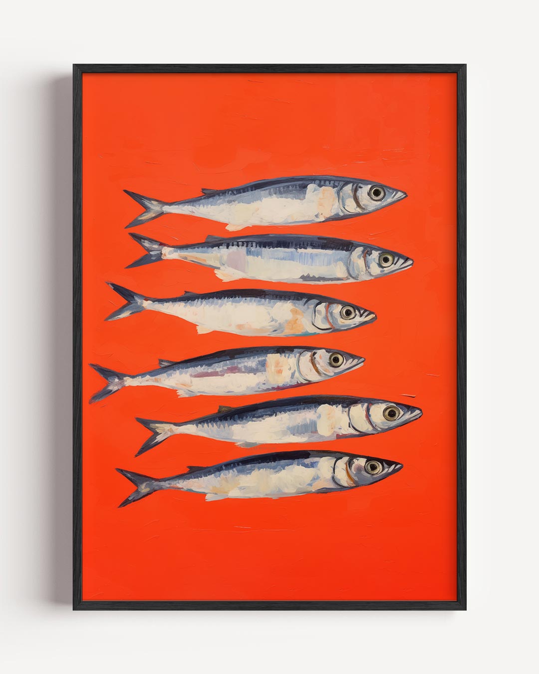 Speelse Sardientjes in Vrolijk Oranje Poster-WallArtistic