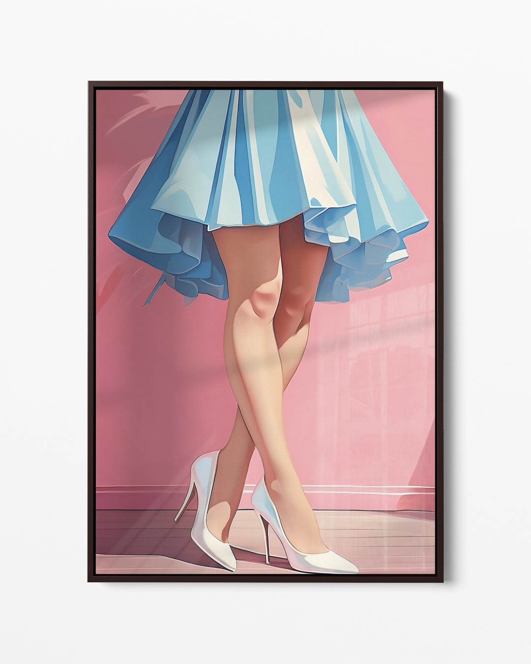 Vrouwelijke Elegantie in Blauw Kunstwerk-canvas-dibond-plexiglas-wanddecoratie-WallArtistic