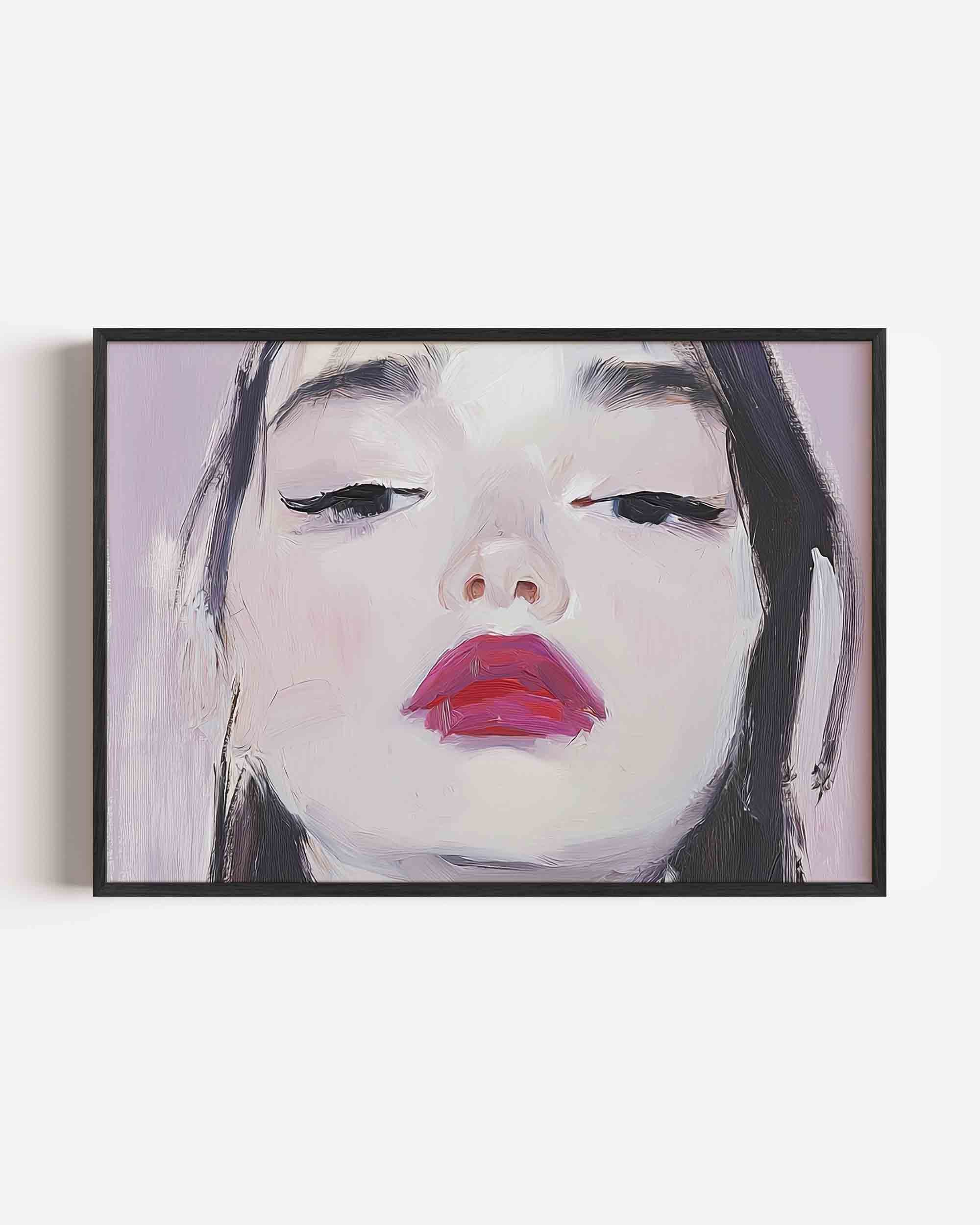 Portret met rode lippen Poster