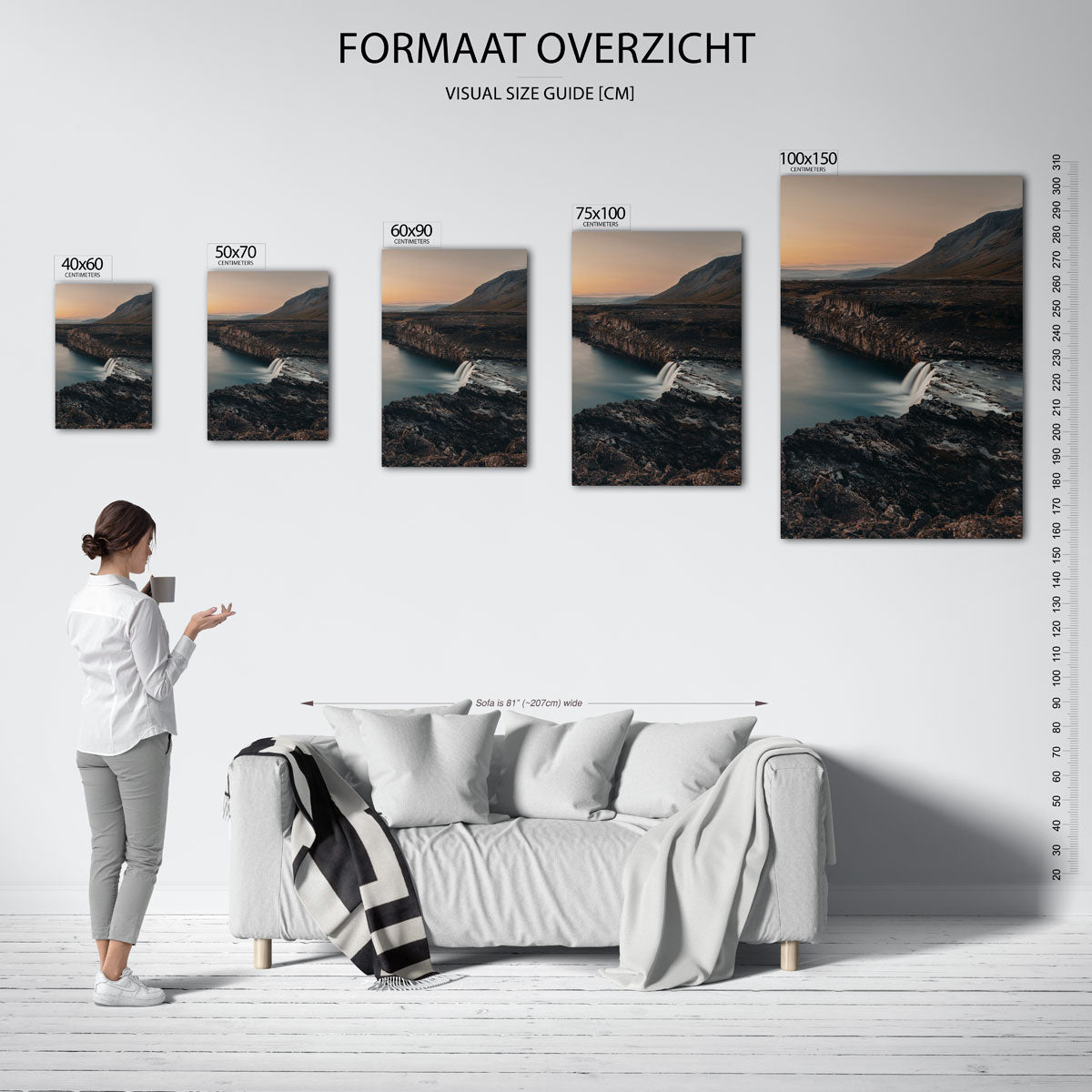 Rustige waterval landschap Kunstwerk